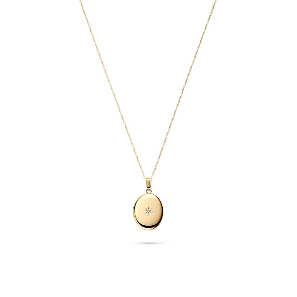 Diamond Oval Locket in 14K Yellow Gold – Image 1 of 5