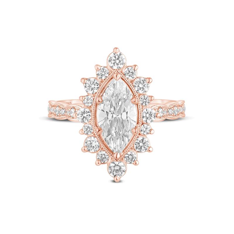 Lab Grown Diamond Marquise-Shaped Halo Engagement Ring in 14K Rose Gold &#40;2 1/3 ct. tw.&#41; – Image 1 of 3