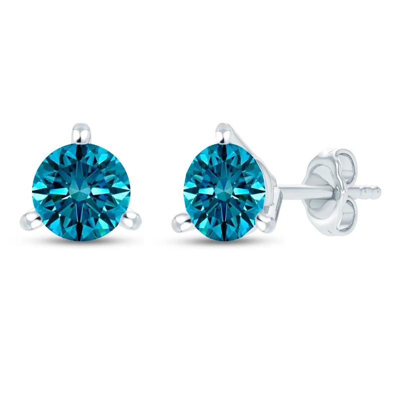 Lab Grown Diamond Blue Stud Earrings in 10K White Gold (2 ct. tw.) – Image 1 of 1