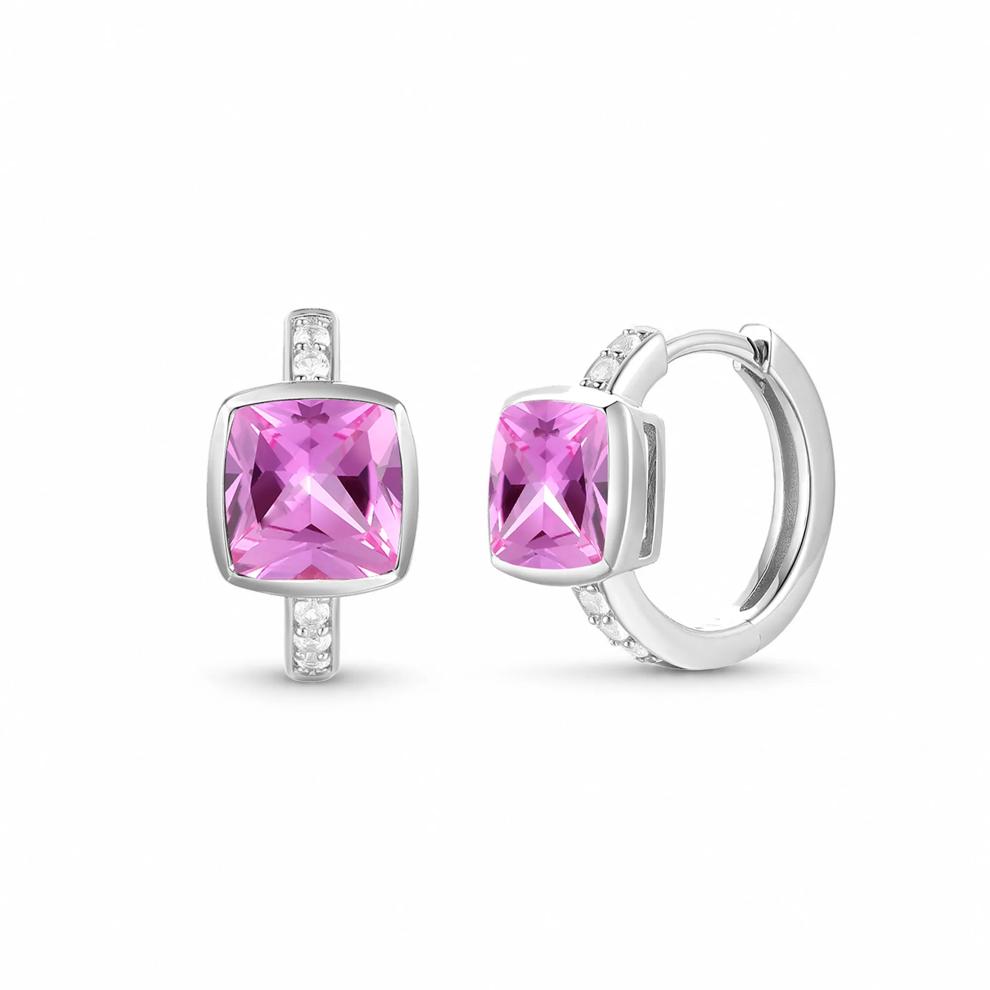 Lab-Created Pink Sapphire &amp; Lab-Created White Sapphire Pendant &amp; Hoop Earrings Boxed Set in Sterling Silver – Image 2 of 3