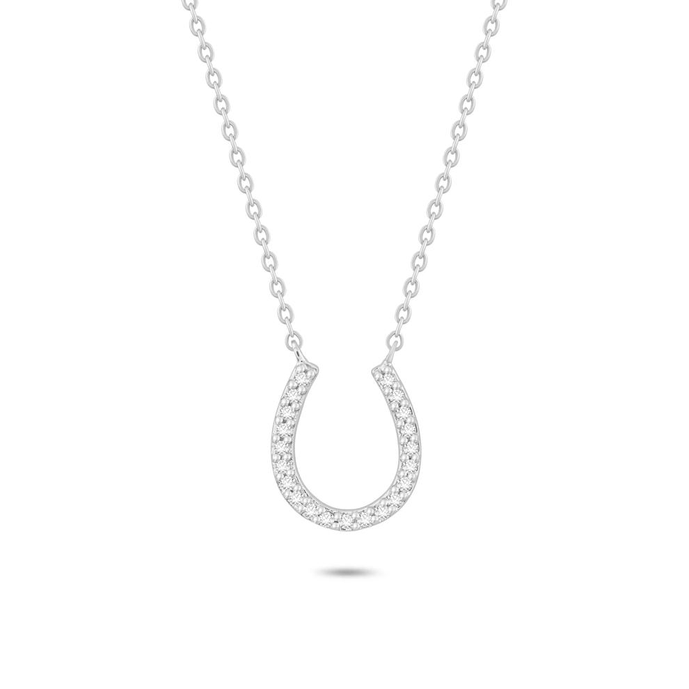 Diamond Horseshoe Pendant in Sterling Silver (1/10 ct. tw.) – Image 1 of 4