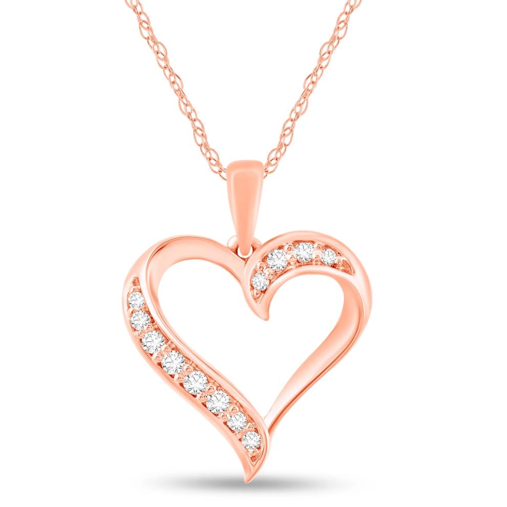 Diamond Heart Pendant in 14K Rose Gold (1/7 ct. tw.) – Image 1 of 3