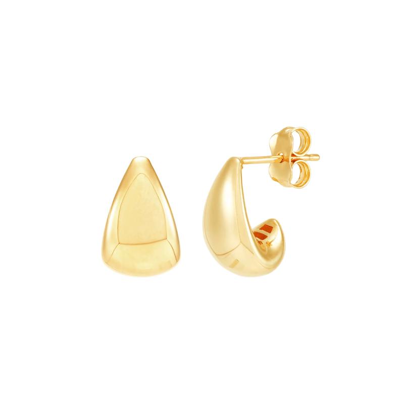 Polished Graduated J-Hoop Earrings in 14K Yellow Gold – Image 1 of 2