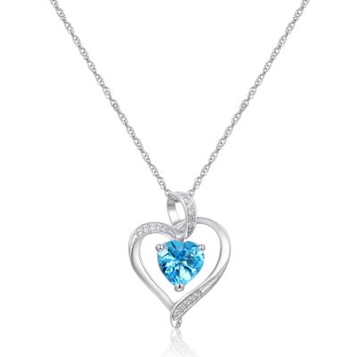 Gemstone & Lab-Created White Sapphire Heart Pendant in Sterling Silver