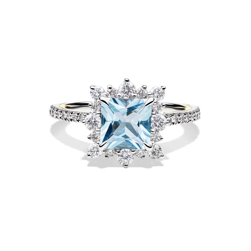 Kate Aquamarine &amp; Diamond Engagement Ring in 14K White Gold &#40;3/4 ct. tw.&#41; – Image 1 of 4