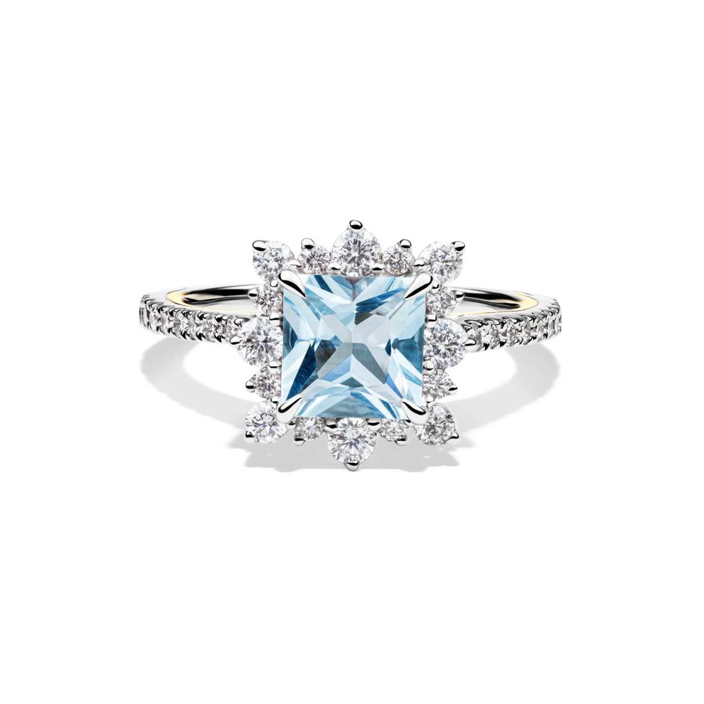 Kate Aquamarine &amp; Diamond Engagement Ring in 14K White Gold (3/4 ct. tw.) – Image 1 of 4