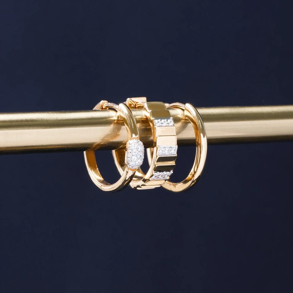 Thin Huggie Hoop Earrings in Vermeil, 12mm – Image 3 of 4