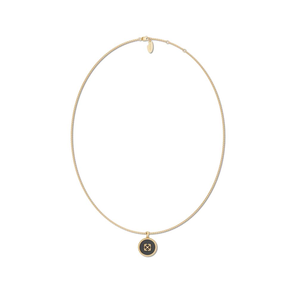 Men's Onyx Arrow Design Disc Pendant Necklace in 18K Gold Vermeil – Image 3 of 4