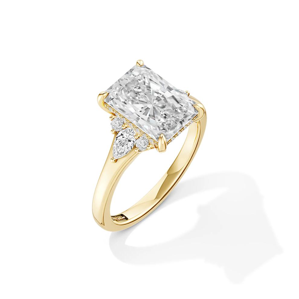 Kenzy Lab Grown Diamond Radiant Center Engagement Ring in 18K Yellow Gold (3 3/8 ct. tw.) – Image 4 of 4