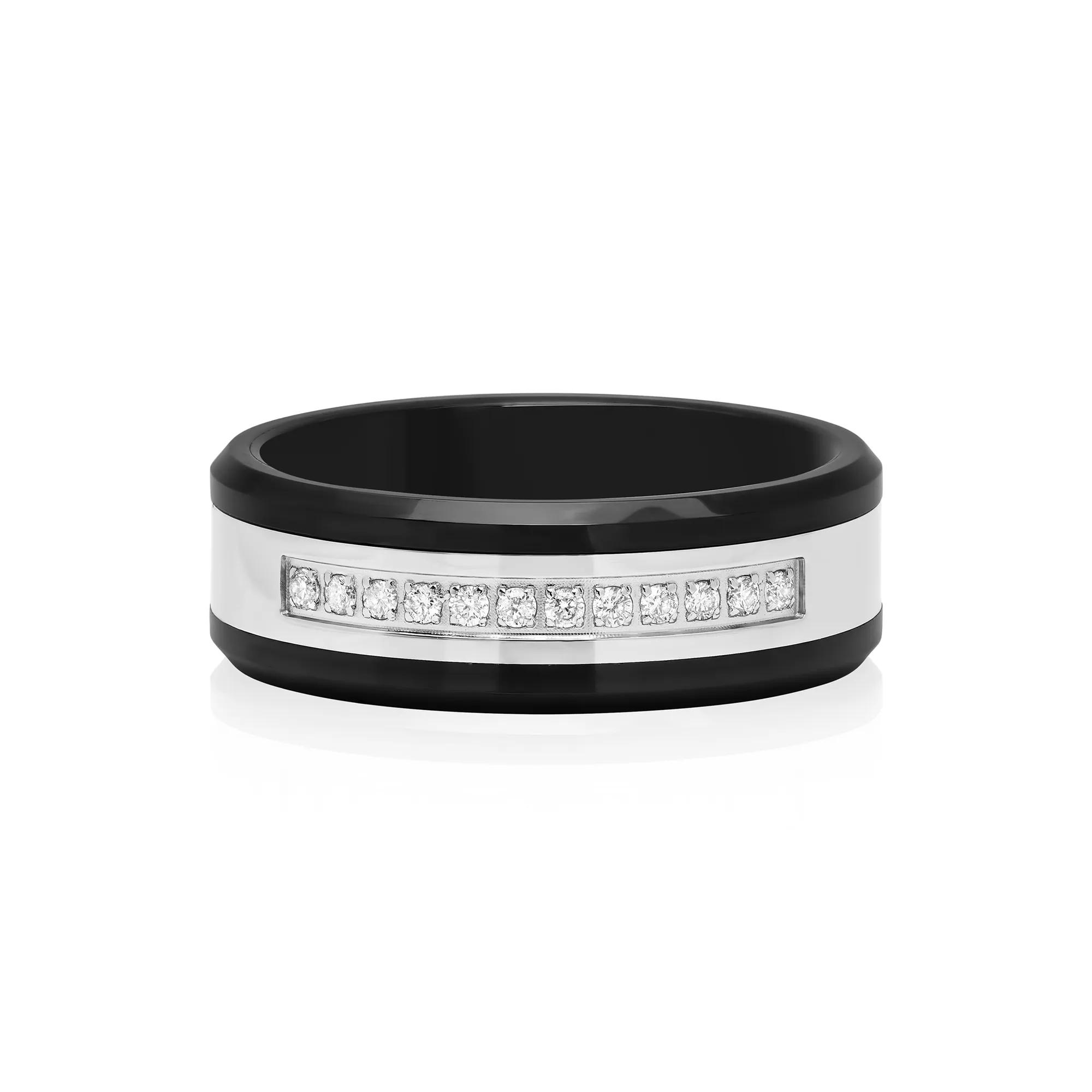 Men's 1/7 ct. tw. Diamond Band in Stainless Steel & Ceramic | Helzberg