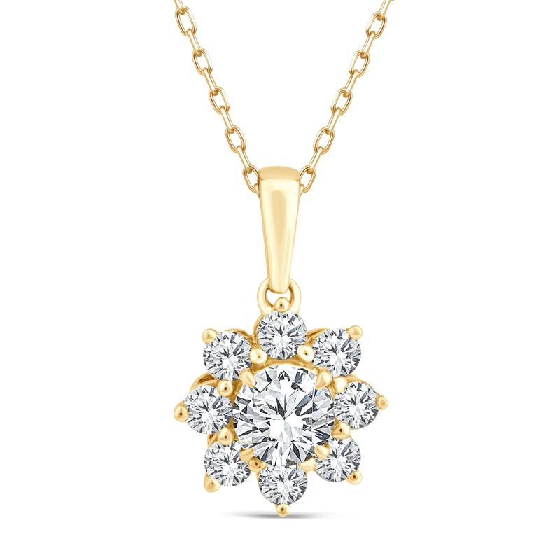 Lab Grown Diamond Starburst Pendant in 10K Yellow Gold (3/4 ct. tw.) – Image 1 of 3