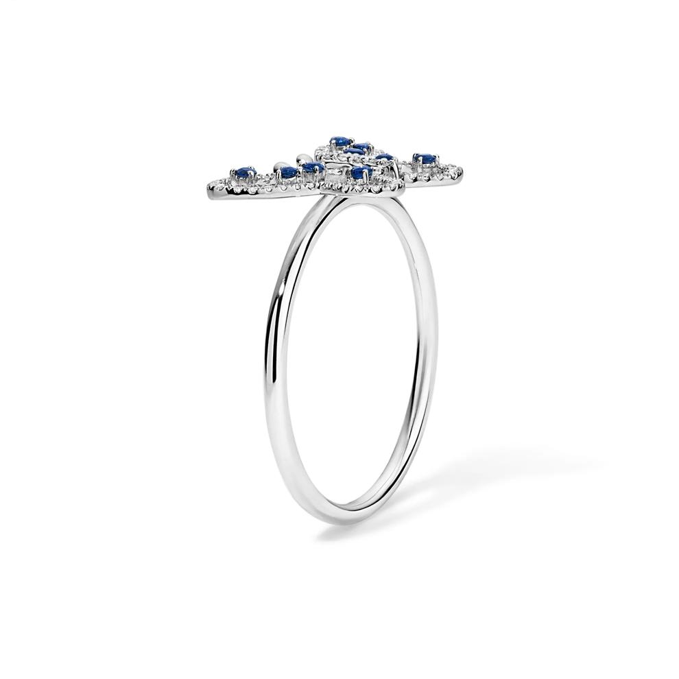 Blue Sapphire &amp; Diamond Butterfly Ring in 14K White Gold (1/10 ct. tw.) – Image 3 of 4