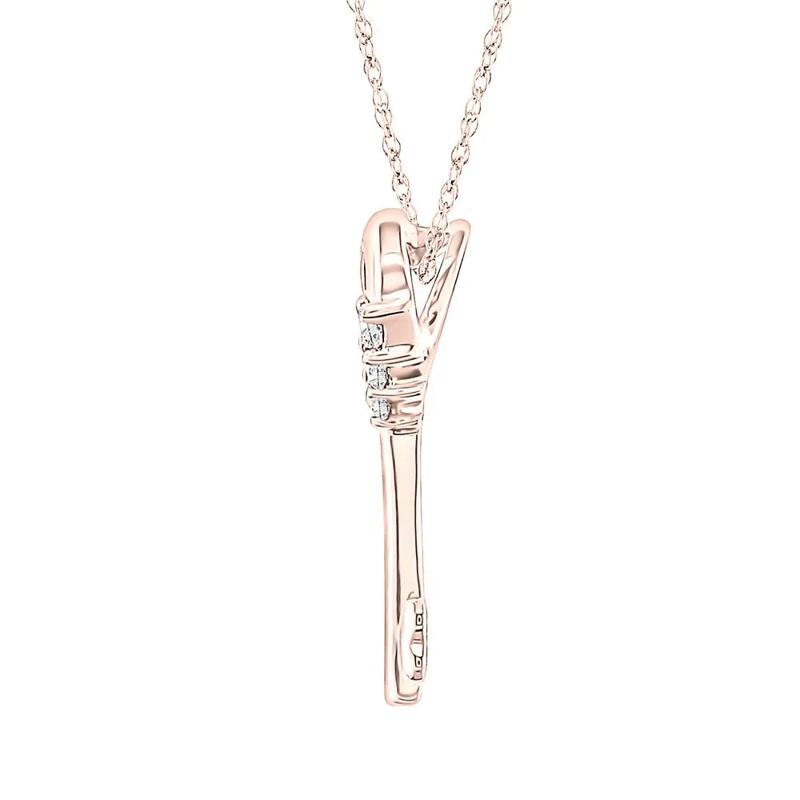 Diamond Heart Key Pendant in 10K Rose Gold – Image 2 of 2