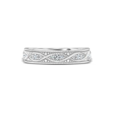 Lab Grown Diamond Vintage Anniversary Band in 10K White Gold (1/7 ct. tw.)