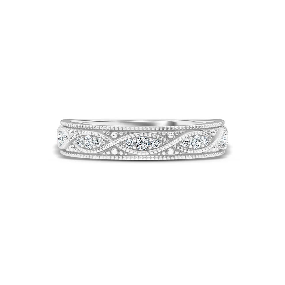Lab Grown Diamond Vintage Anniversary Band in 10K White Gold (1/7 ct. tw.) – Image 1 of 4