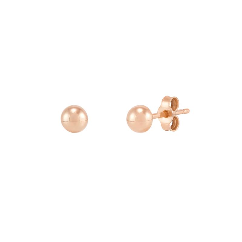 Polished Half Ball Stud Earrings in 14K Rose Gold, 6MM – Image 1 of 1