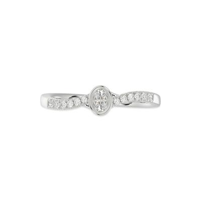 Diamond Oval Bezel Center Promise Ring in 10K White Gold (1/4 ct. tw.)