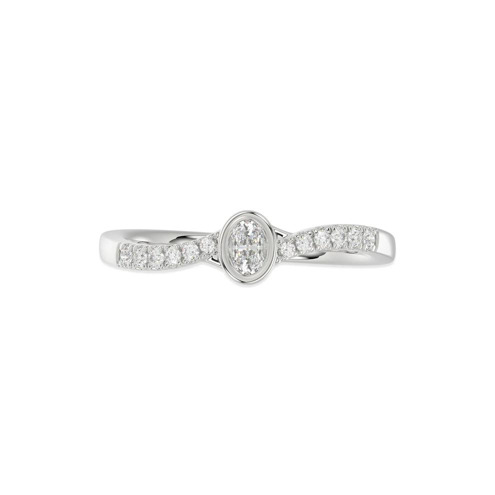Diamond Oval Bezel Center Promise Ring in 10K White Gold (1/4 ct. tw.) – Image 1 of 4