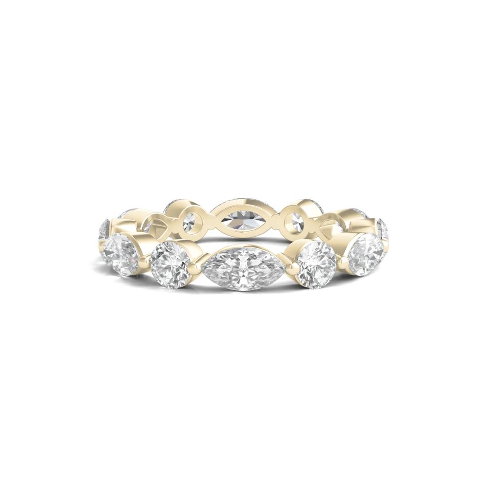 Round and Marquise Lab Grown Diamond Eternity Band in 14k Yellow Gold (3 ct. tw.) – Image 1 of 3