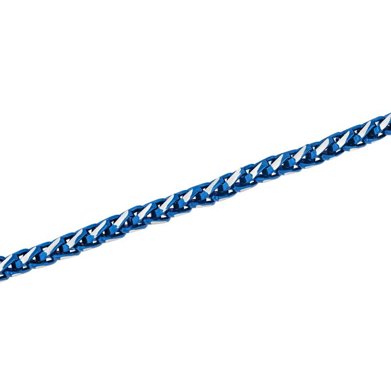 Wheat Link Chain Bracelet in Blue Ion-Plated Stainless Steel, 6MM, 8.5&quot; – Image 3 of 4