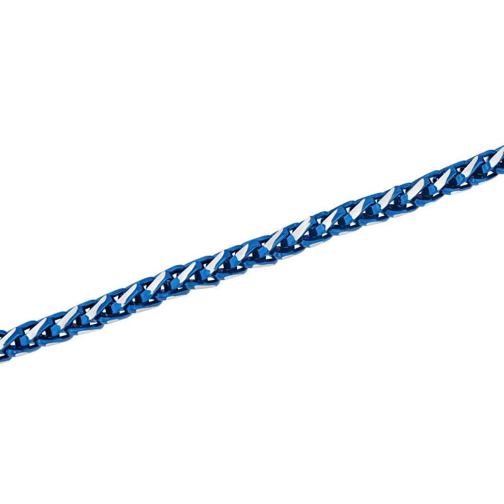 Wheat Link Chain Bracelet in Blue Ion-Plated Stainless Steel, 6MM, 8.5" – Image 3 of 4