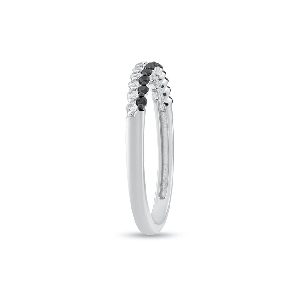 Black &amp; White Diamond Stack Band in 10K White Gold (1/4 ct. tw.) – Image 3 of 4