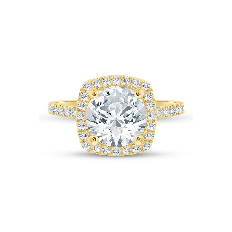 Lab Grown Diamond Halo Engagement Ring in 14K Yellow Gold &#40;4 ct. tw.&#41; – Image 1 of 3