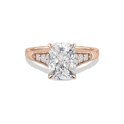 Lab Grown Diamond Elongated Cushion Engagement Ring in 14K Rose Gold (4 1/4 ct. tw.)