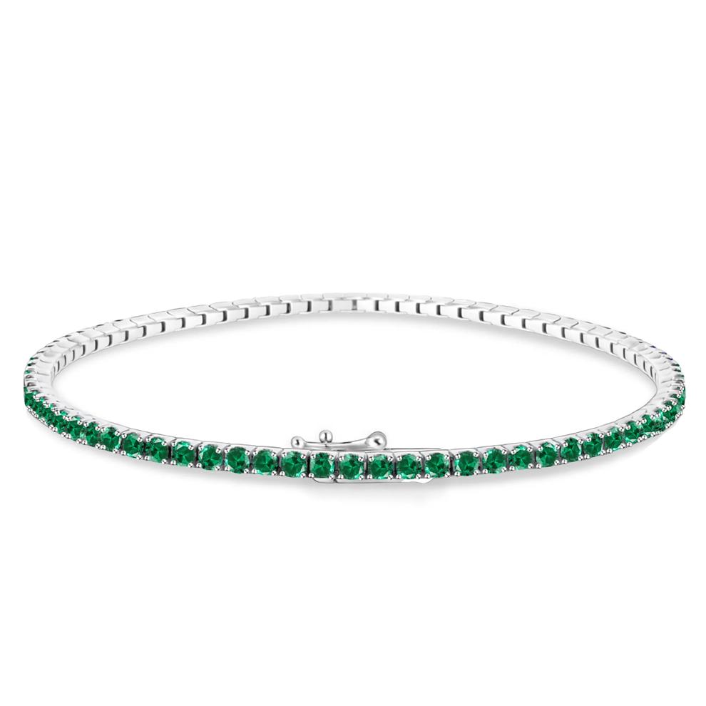 Lab-Created Emerald Stack Bracelet in Sterling Silver, 7" – Image 2 of 2