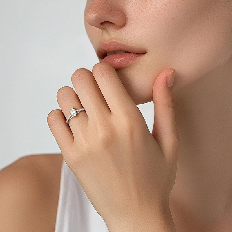 Honour Oval Lab Grown Diamond Engagement Ring in Platinum &#40;1 1/3 ct. tw.&#41;  – Image 6 of 6