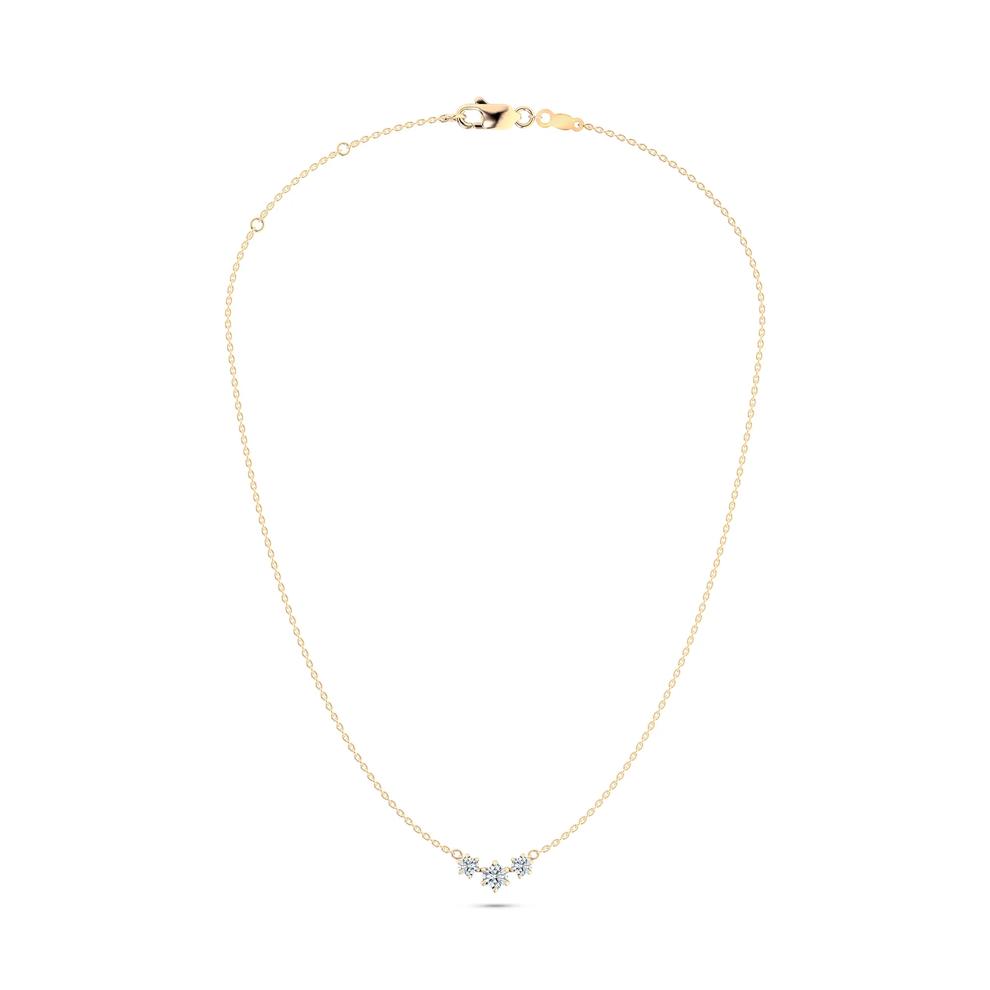 Lab Grown Diamond Three-Stone Pendant Necklace in 14K Yellow Gold (1 ct. tw.) – Image 3 of 4