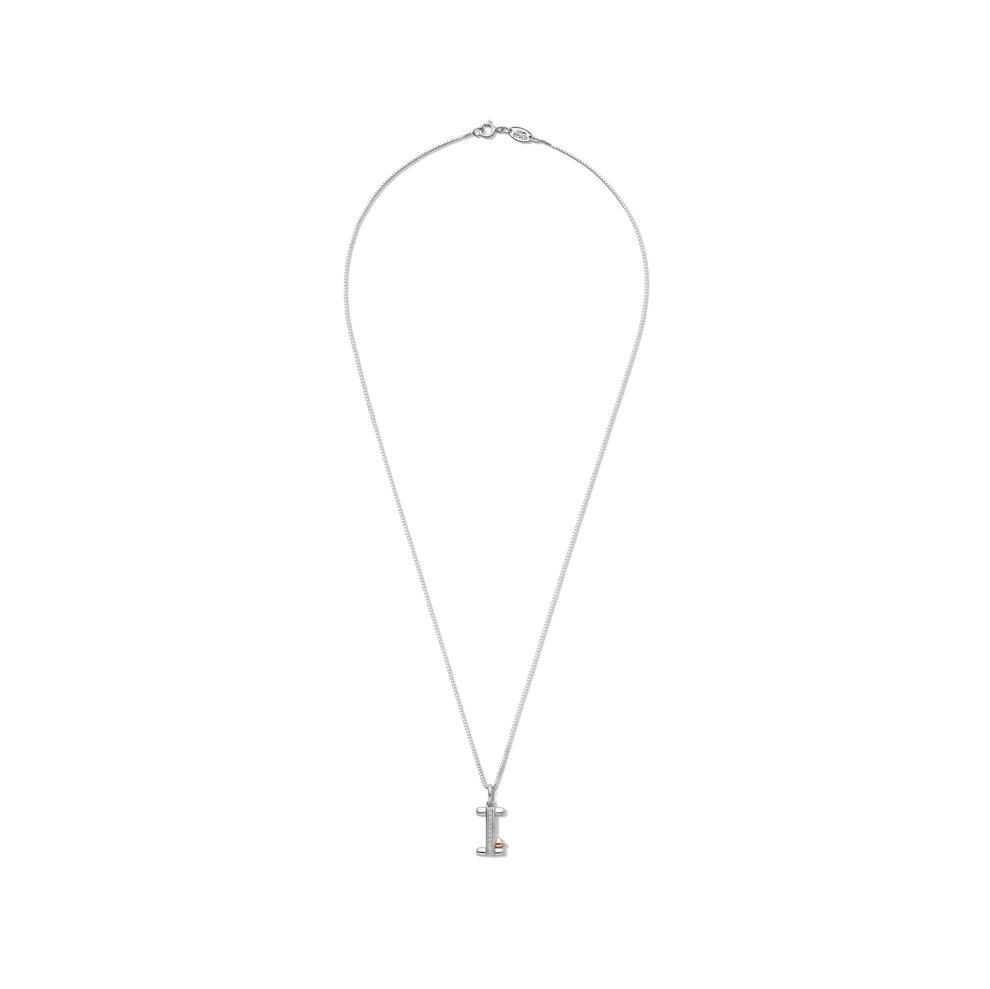 Diamond Accent Initial I Pendant in Sterling Silver and 14K Rose Gold – Image 2 of 5
