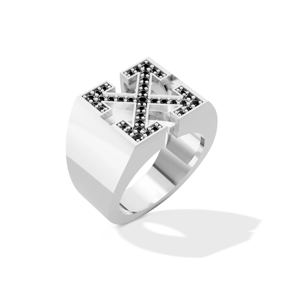 Men's Black Lab Grown Diamond Arrow Design Ring in Sterling Silver (1/2 ct. tw.) – Image 4 of 4