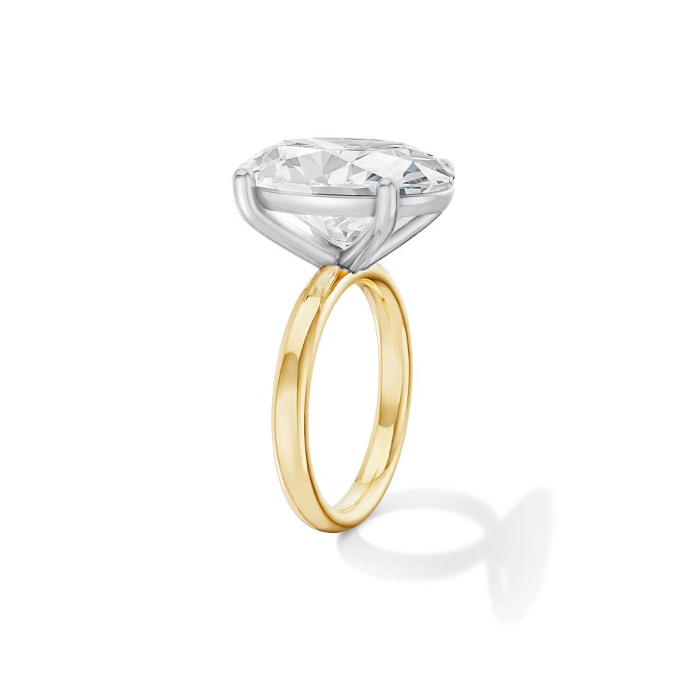 Lab Grown Diamond Oval Solitaire Ring in 14K Yellow &amp; White Gold (10 ct.) – Image 3 of 4