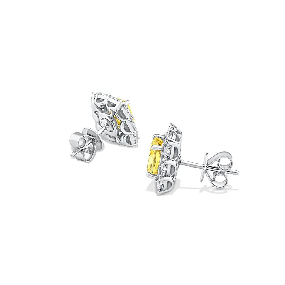 Yellow Lab Grown Diamond Stud Earrings in 14K White Gold (3 3/4 ct. tw.) – Image 2 of 2