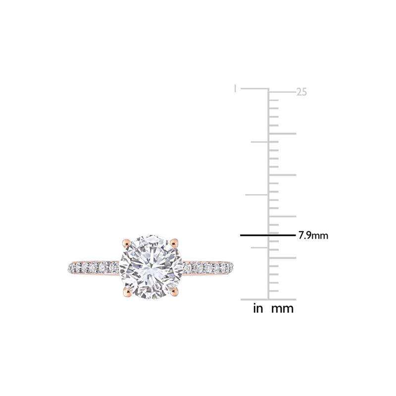 Lab Created White Sapphire Ring with Pav&eacute; Band in 10K Rose Gold &#40;2 3/4 ct. tw.&#41; – Image 4 of 5