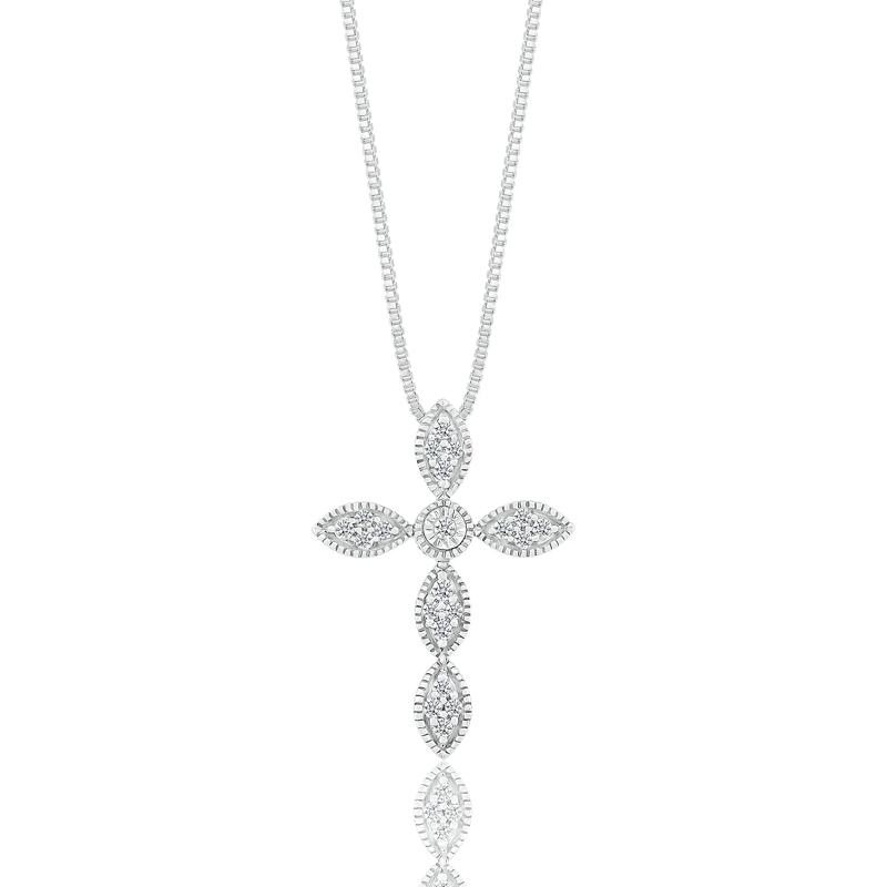 Diamond Cross Pendant in Sterling Silver &#40;1/10 ct. tw.&#41; – Image 1 of 3