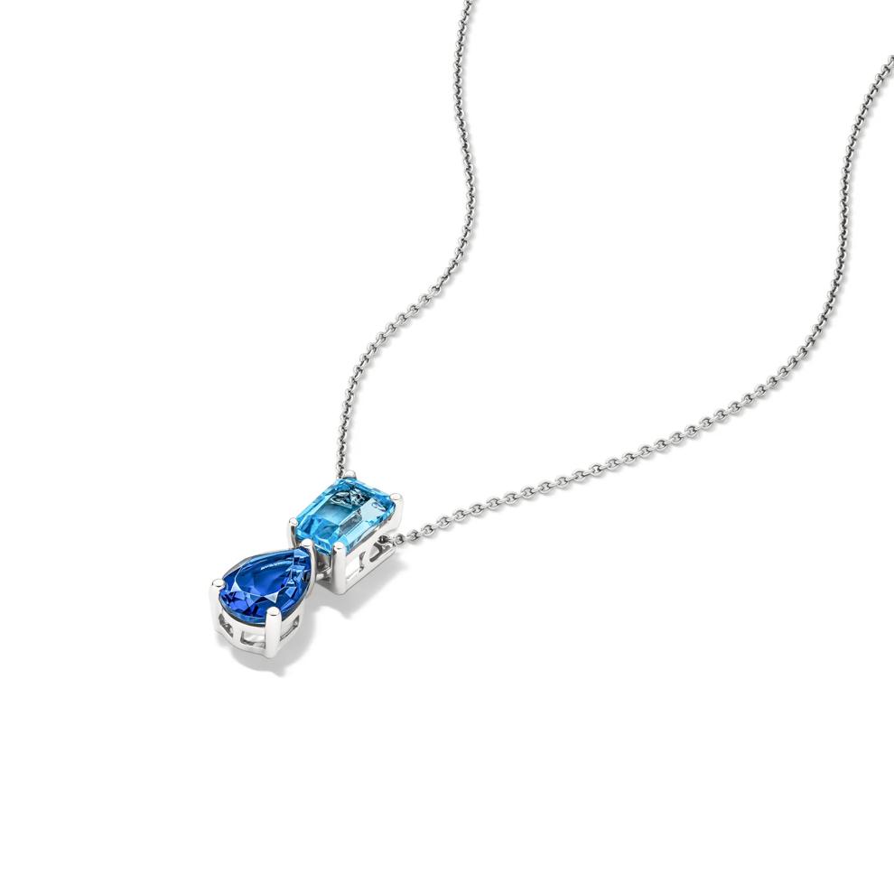 Blue Topaz &amp; London Blue Topaz Pendant Necklace in Sterling Silver – Image 4 of 4