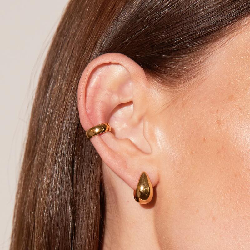 Small Electroform Dome Hoops in Vermeil – Image 4 of 4