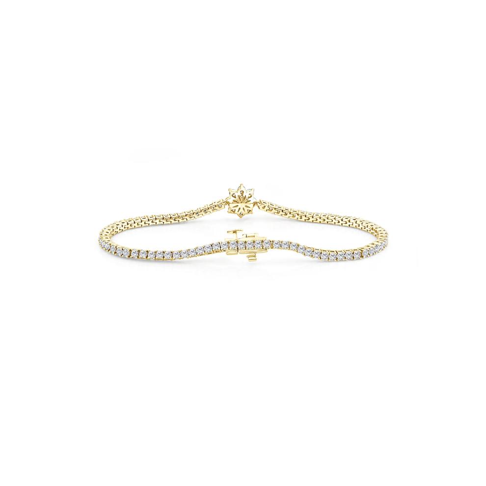 Blue Lab Grown Diamond Starburst Cluster Tennis Bracelet in 14K Yellow Gold (3 1/2 ct. tw.) – Image 2 of 2