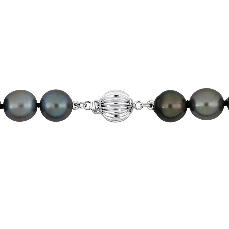 Black Tahitian Pearl Necklace in 14K White Gold – Image 2 of 5