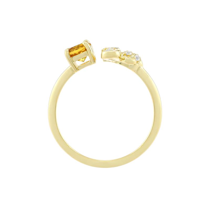 Citrine and White Sapphire Bee Ring in 10K Yellow Gold – Image 2 of 3