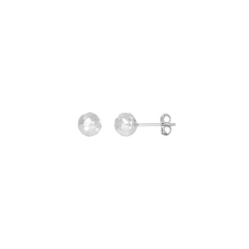 Diamond Cut Ball Stud Earrings in 14K White Gold – Image 1 of 1