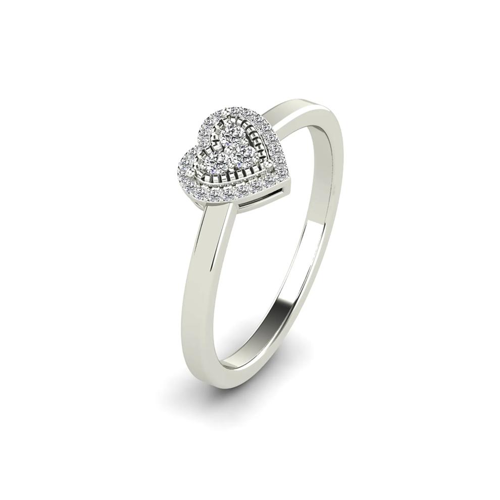 Diamond Halo Heart Ring in 14K White Gold (1/8 ct. tw.) – Image 4 of 4