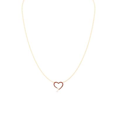 Lab-Created Ruby Heart Pendant Necklace in 10K Yellow Gold
