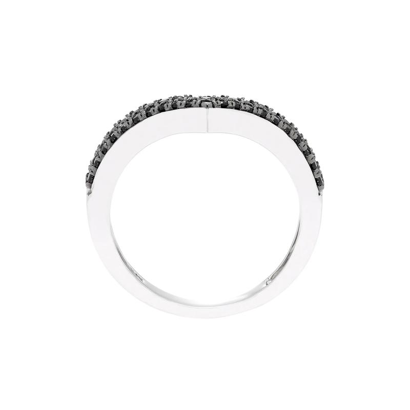 1/3 ct. tw. Black Diamond Chevron Ring in Sterling Silver – Image 2 of 4