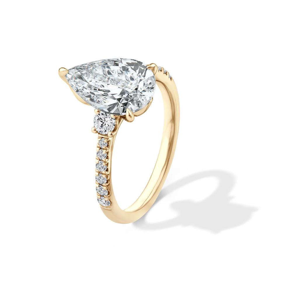 Lab Grown Diamond Pear-Shaped Engagement Ring in 18K Yellow Gold (3 3/8 ct. tw.) – Image 4 of 4