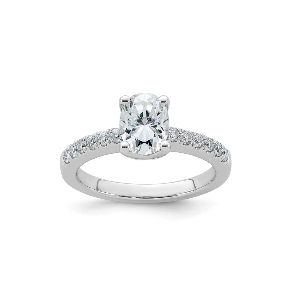 Lab-Created Moissanite Oval Ring in 10K White Gold (1 4/5 ct. dew) – Image 1 of 3