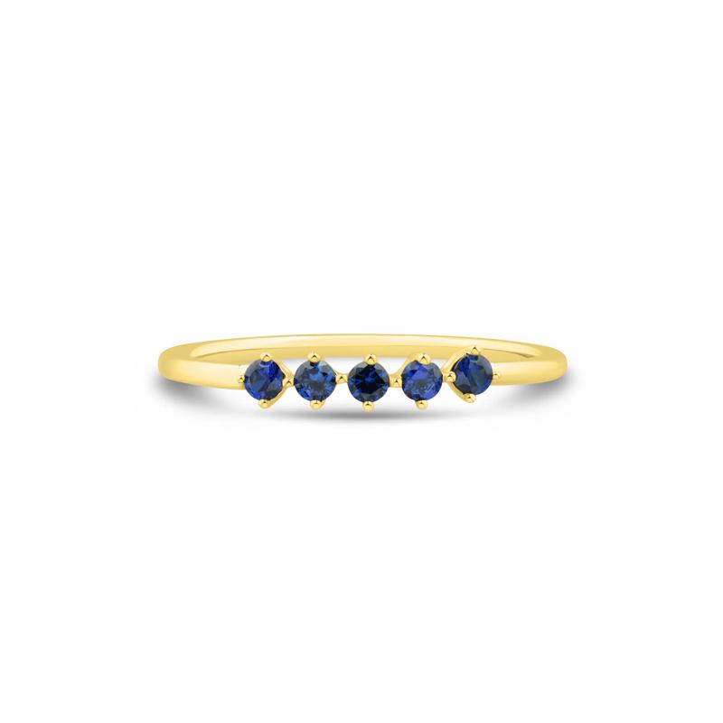 Lab-Created Blue Sapphire Five-Stone Band in 10K Yellow Gold – Image 1 of 3