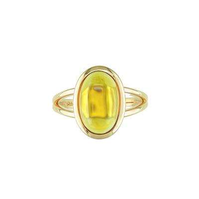 Oval-Shaped Cabochon Citrine Ring in 10K Yellow Gold